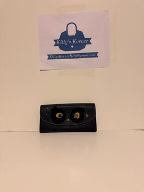 Coach Black Leather Wallet with Owl/Bear Eye Motif